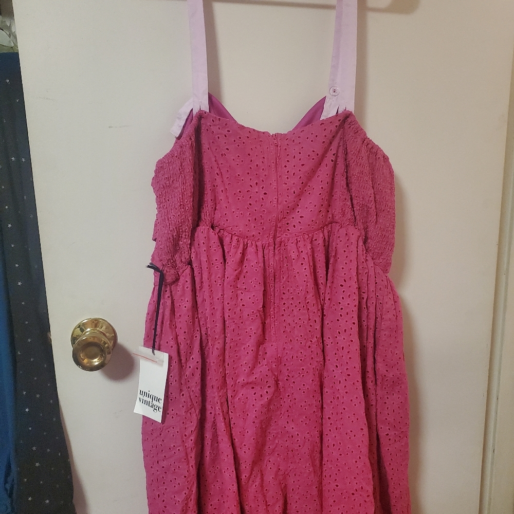 Plus Size Pink Bow Unique Vintage Swing Dress - Picture 2 of 6